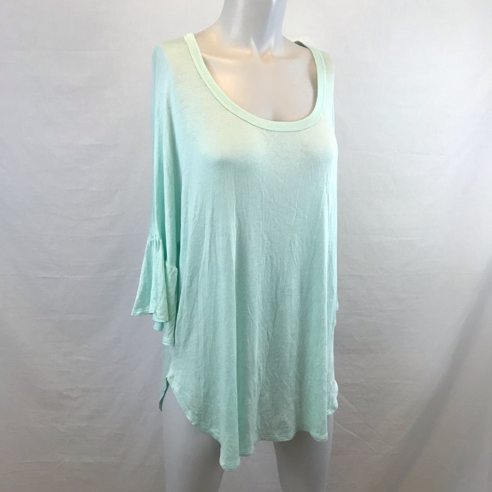 Mint Babydoll 3/4 Bell Sleeve Top - Picture 3 of 9